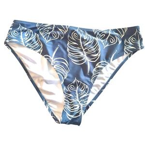 Leaf Print Swimsuit Bottoms High Waist Bikini Bottom Tropical Large